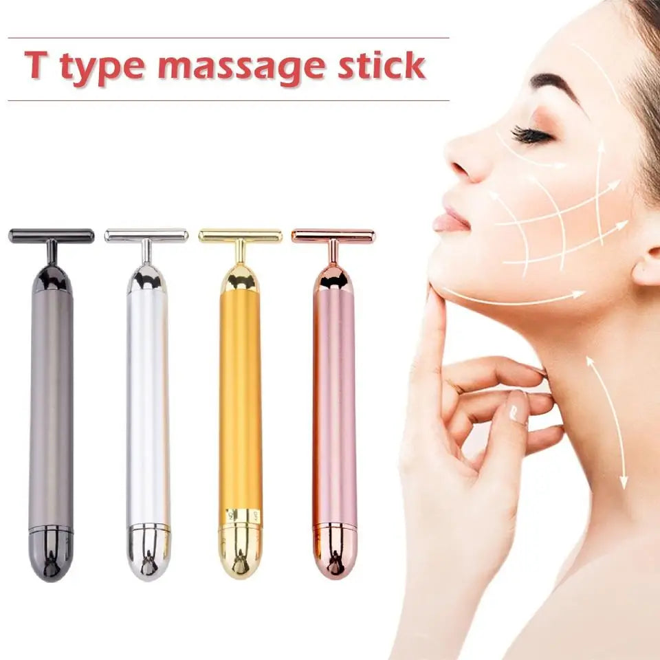 24K Gold Facial Roller Massager – Vibrating Firming Bar
