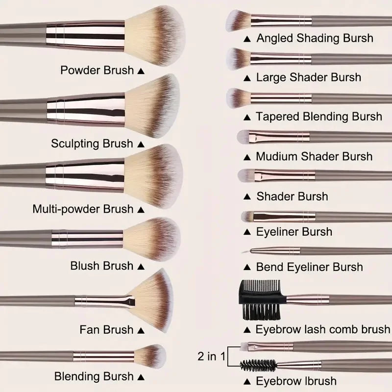 Soft Synthetic Makeup Brush Set For Face And Eyes