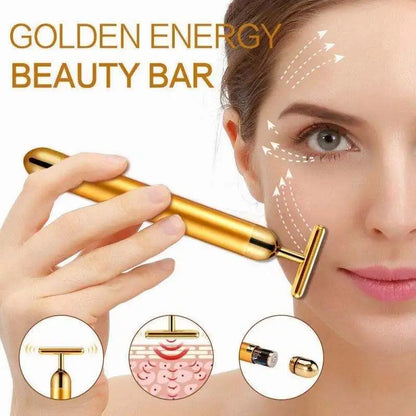 24K Gold Facial Roller Massager – Vibrating Firming Bar