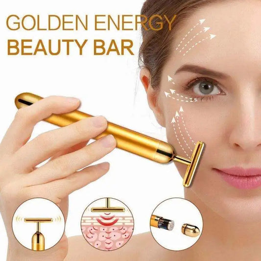 24K Gold Facial Roller Massager – Vibrating Firming Bar