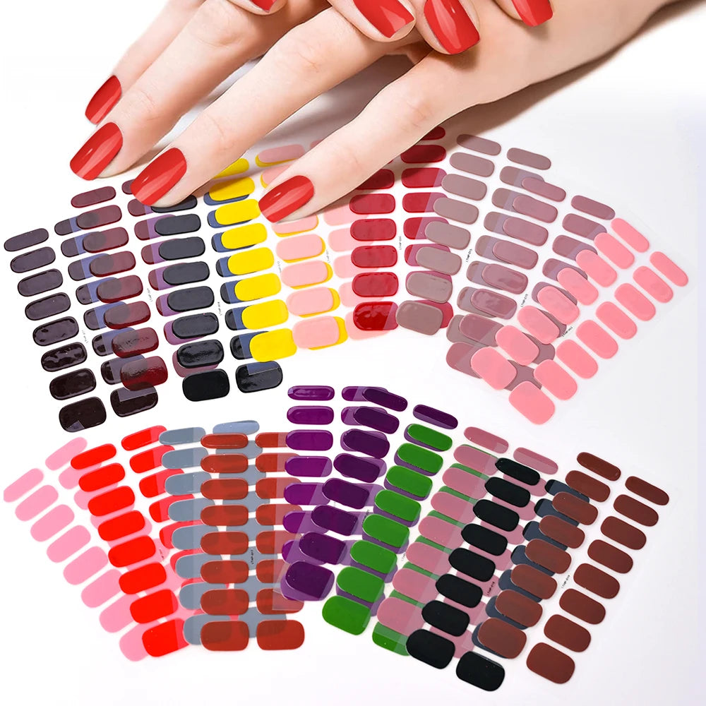 Semi-Cured Gel Nail Wraps Full Cover Adhesive Stickers