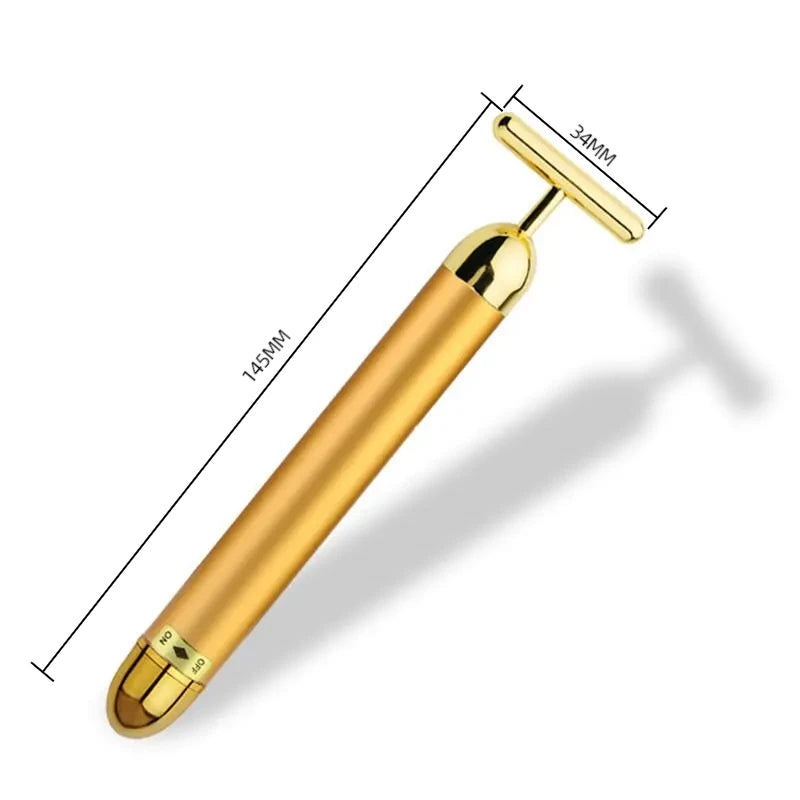 24K Gold Facial Roller Massager – Vibrating Firming Bar