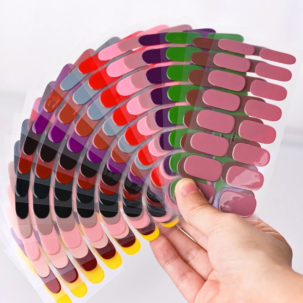 Semi-Cured Gel Nail Wraps Full Cover Adhesive Stickers